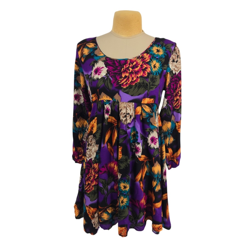 Blondie and Me Floral Babydoll Dress Size 11 Purple Vintage 90s Cottegecore Chic